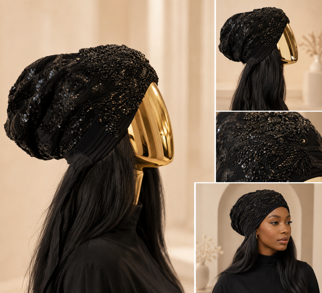 Applique party turban