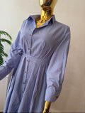 Blue Belted Shirt Maxi Dress