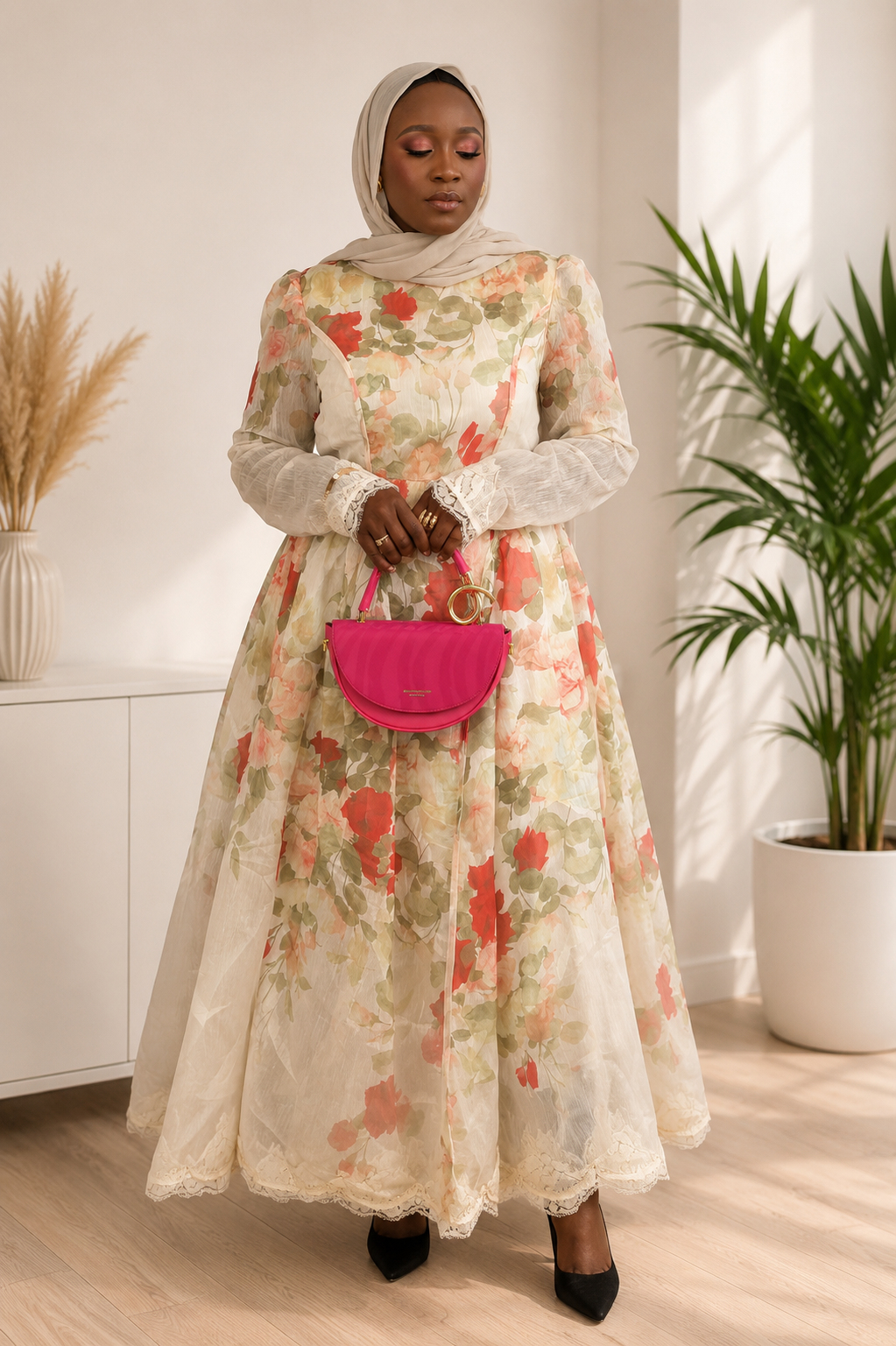 Floral Organza maxi dress