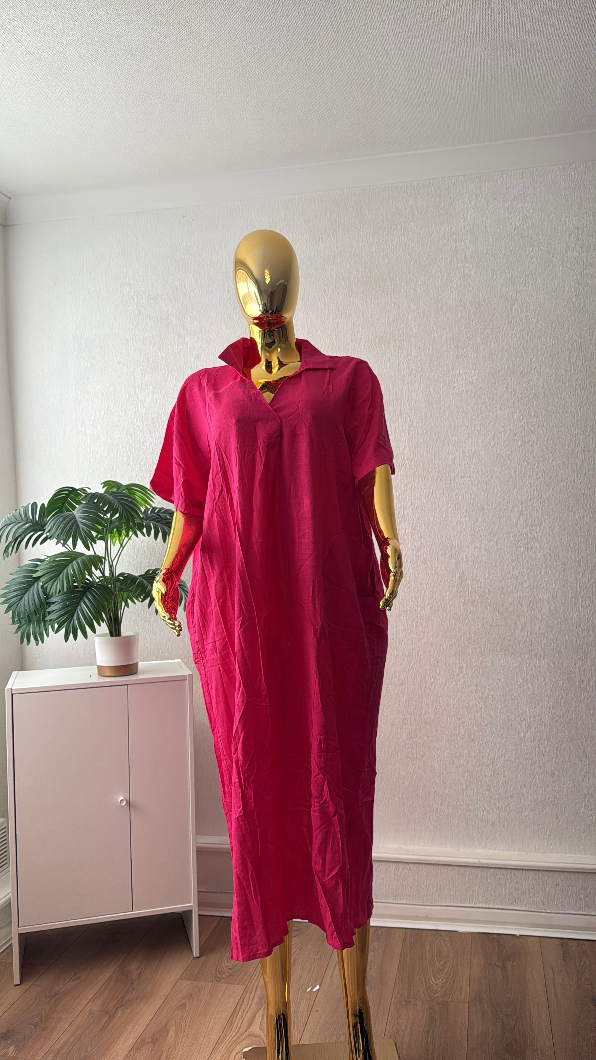 Bold Fuchsia Belted Shirt Dress |Modest Chic Summer Look | Sleek_CollectionsUK