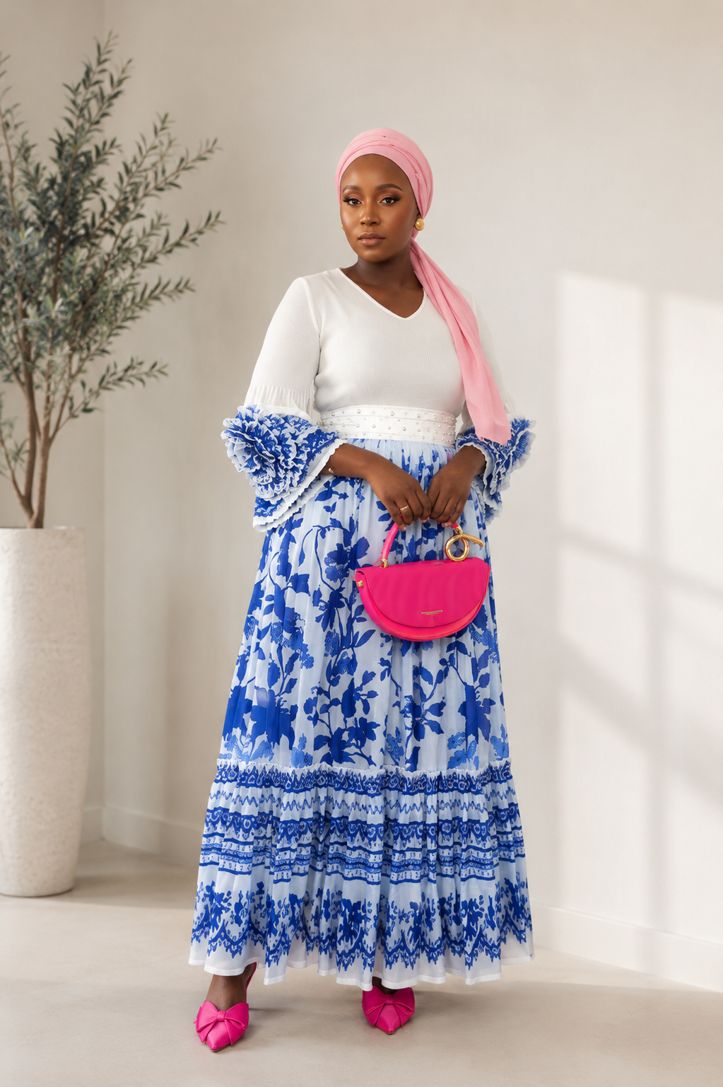 Bluebell Grace Floral Maxi Dress | Elegant Modest Occasion Wear UK