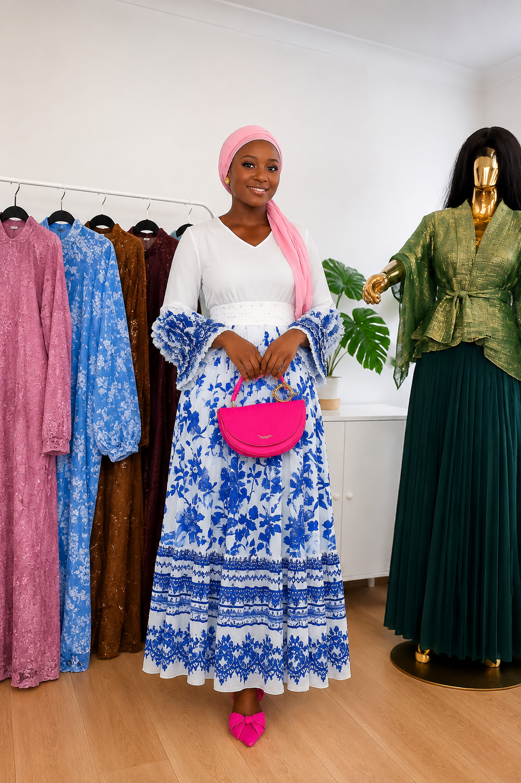 Bluebell Grace Floral Maxi Dress | Elegant Modest Occasion Wear UK